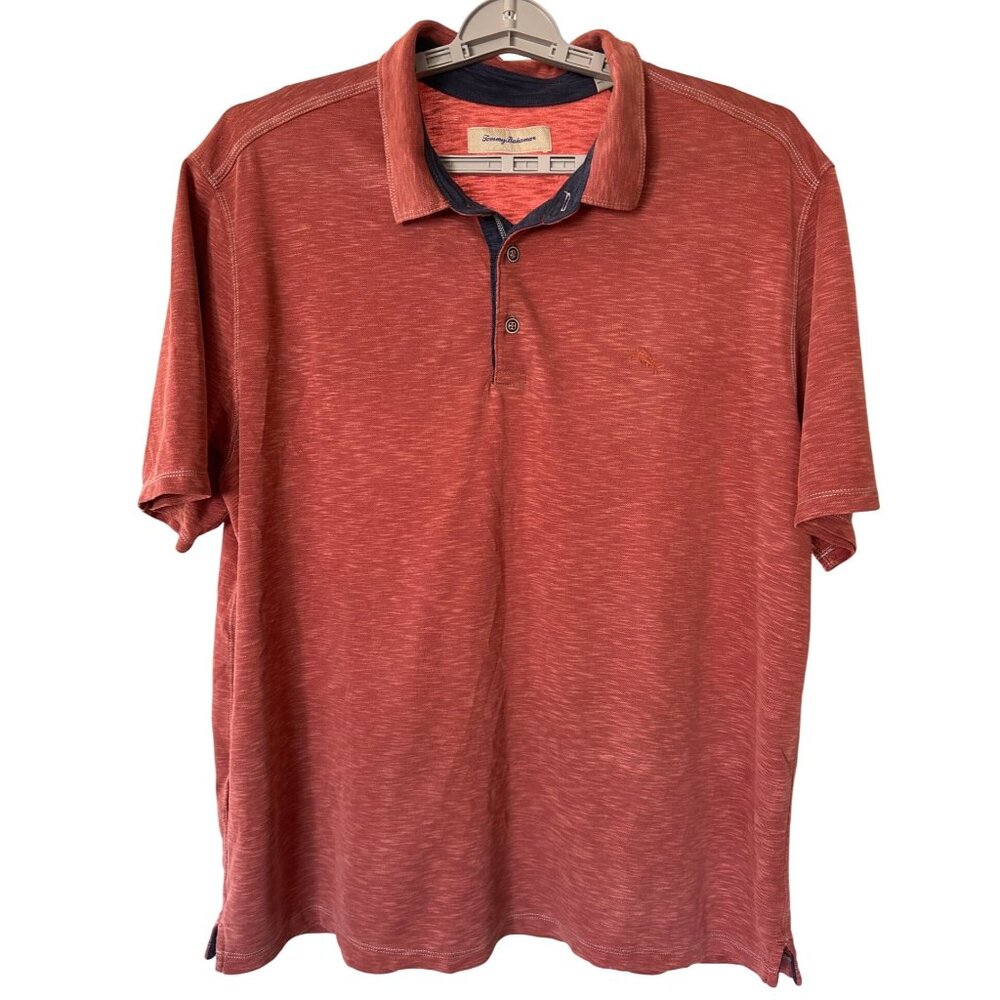 Tommy Bahama Mens Polo Shirt‎ Size XXL Tencel Blend Short Sleeve Rust Color